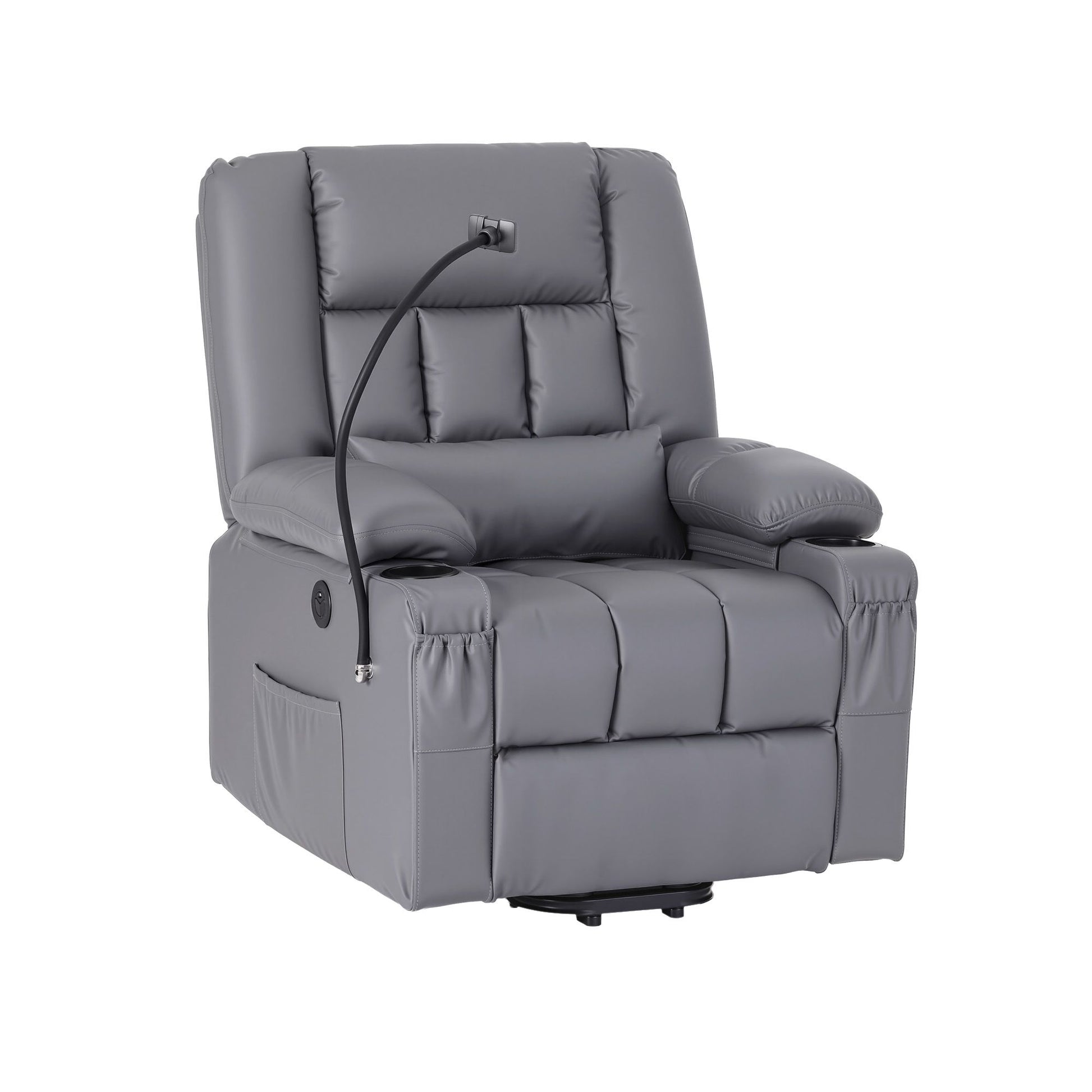 Power Lift Recliner Chair Massage Heat Grey | HomeAndLiving - 2