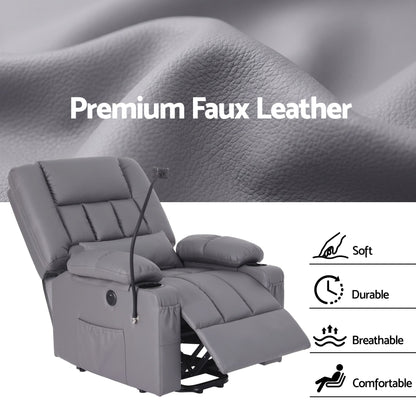 Power Lift Recliner Chair Massage Heat Grey | HomeAndLiving - 8