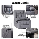 Power Lift Recliner Chair Massage Heat Grey | HomeAndLiving