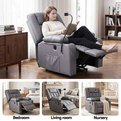 Power Lift Recliner Chair Massage Heat Grey | HomeAndLiving - 10