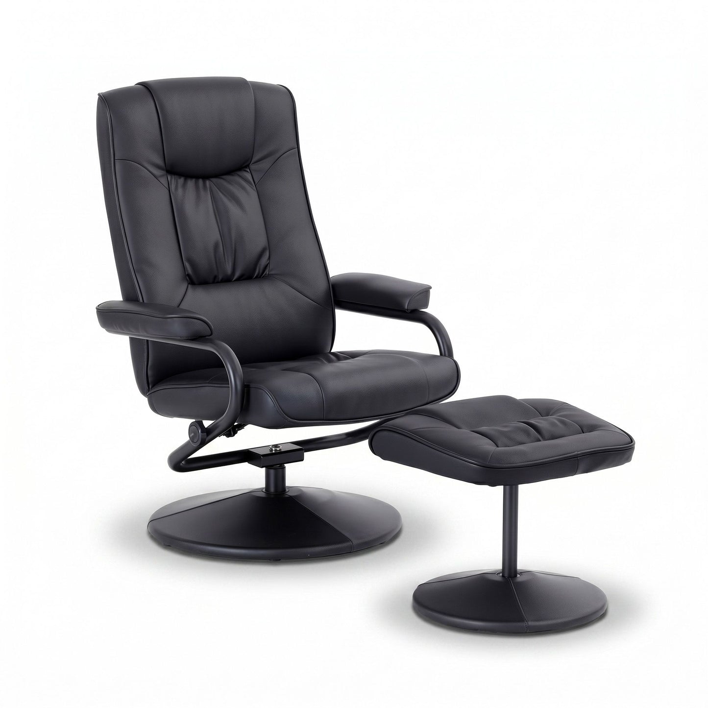 Swivel Recliner Chair Ottoman Set PU Leather | HomeAndLiving - 2