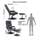Swivel Recliner Chair Ottoman Set PU Leather | HomeAndLiving