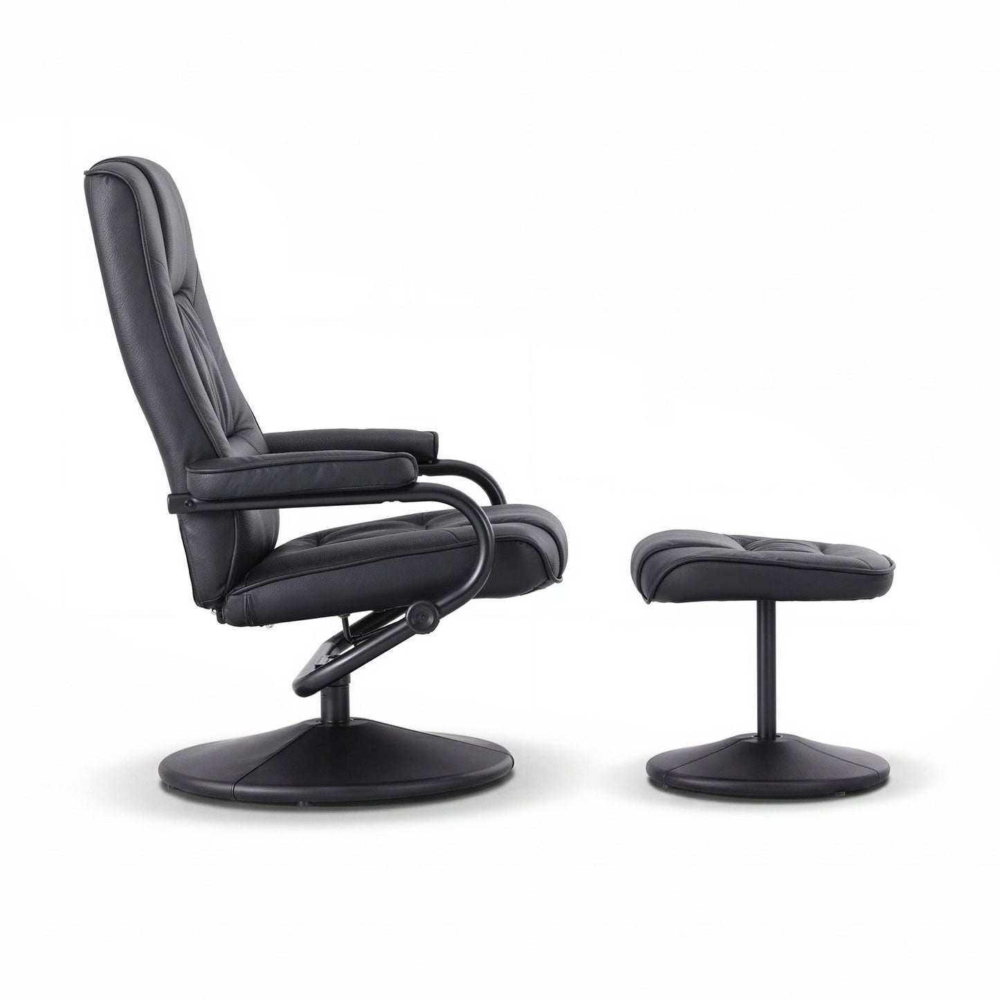 Swivel Recliner Chair Ottoman Set PU Leather | HomeAndLiving - 4
