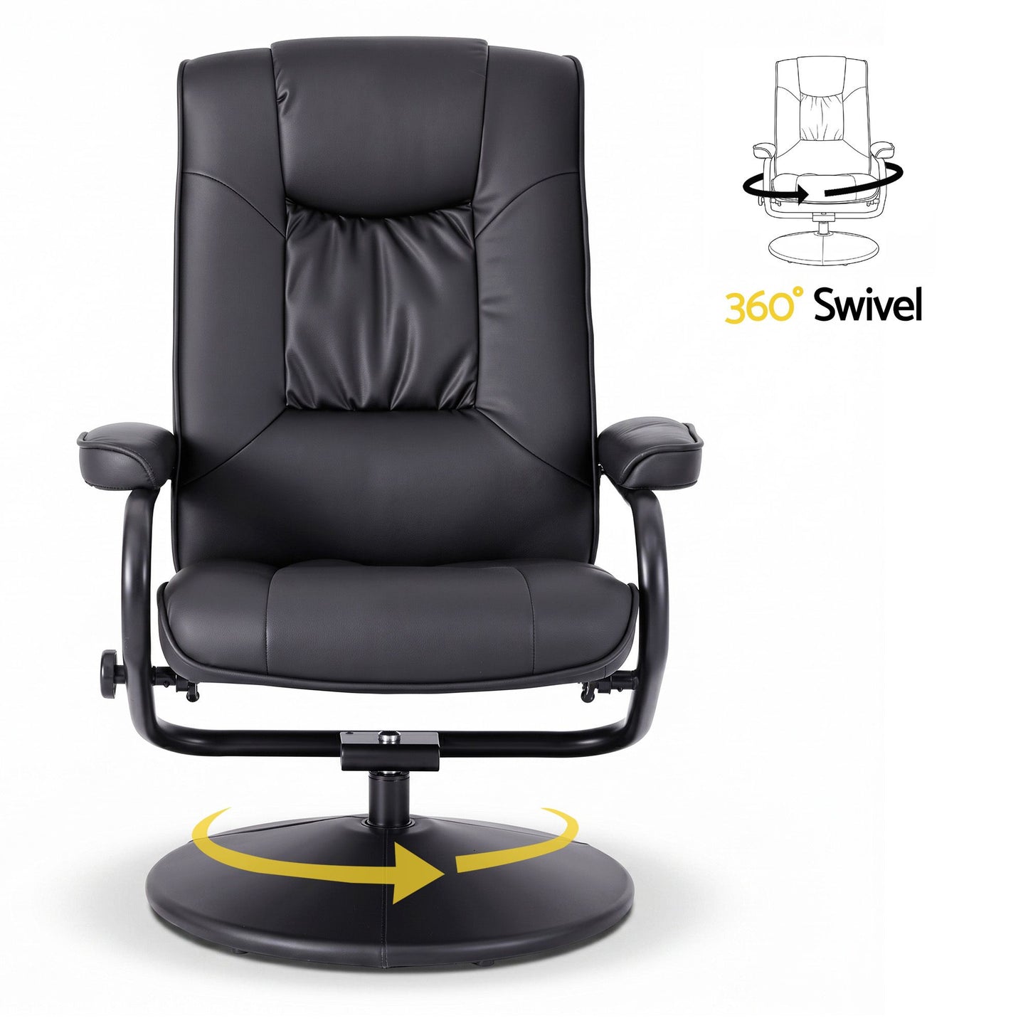 Swivel Recliner Chair Ottoman Set PU Leather | HomeAndLiving - 6