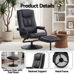 Swivel Recliner Chair Ottoman Set PU Leather | HomeAndLiving