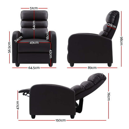 Recliner Armchair Brown Leather Bolivia
