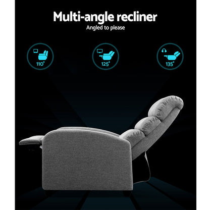 Recliner Armchair Grey Fabric Bolivia