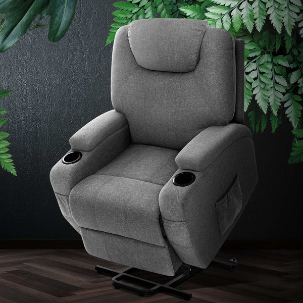  Electric Massage Chair Recliner Sofa Lift Motor Armchair Heating Fabric