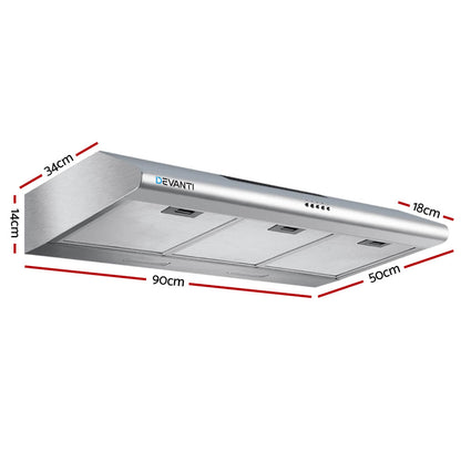 900Mm Range Hood 90Cm Rangehood Stainless Steel