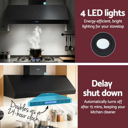 1500mm Commercial BBQ Range Hood Dual Motor W/ Remote Control Black