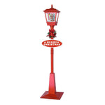 Christmas Lamp Post with Snow, Lights & Music- Red with Santa 180cm