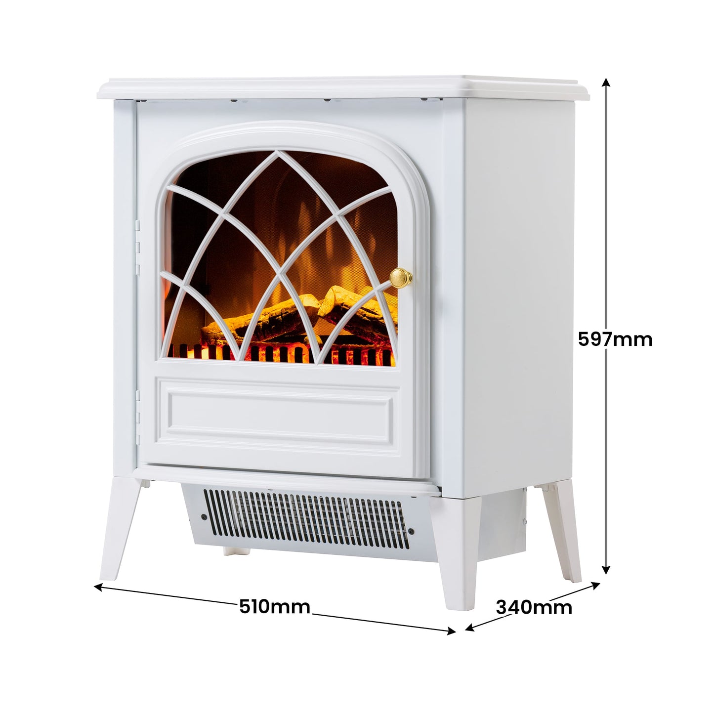Electric Fire Stove White Compact
