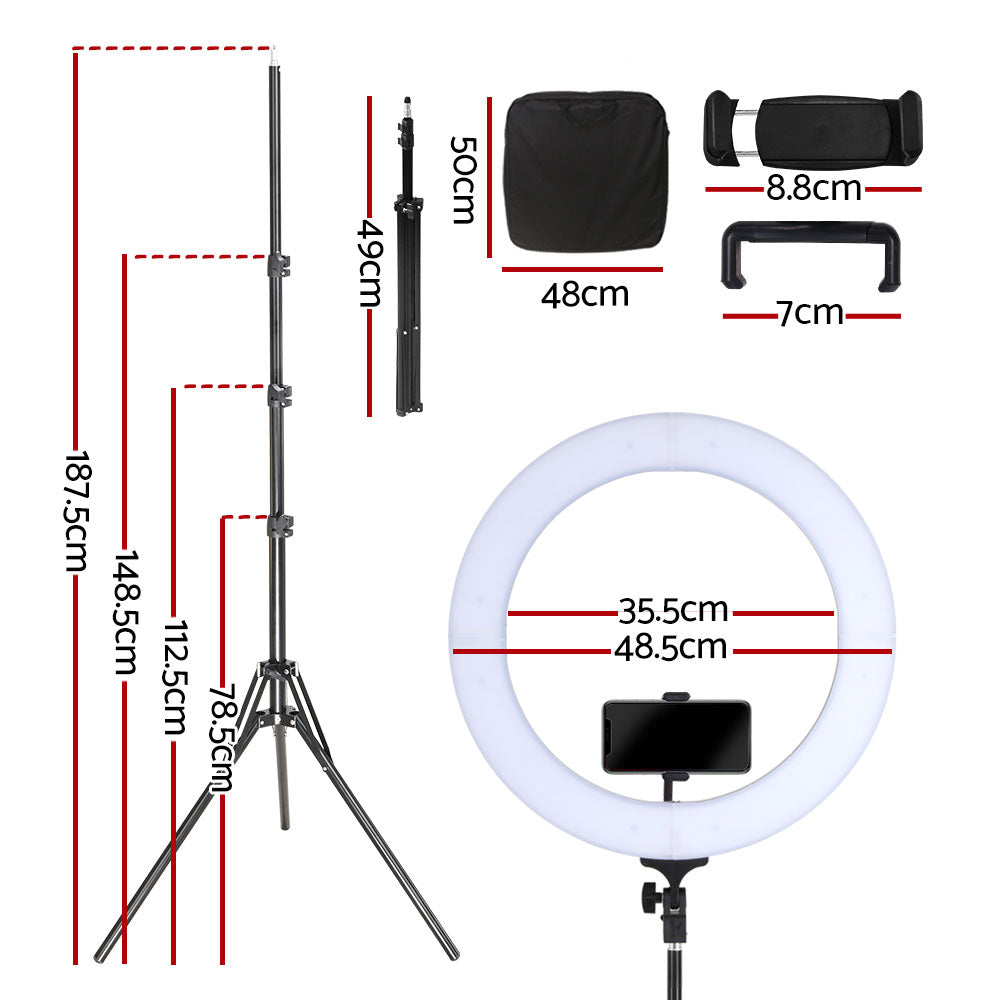 Ring Light 19" Tripod Stand Black