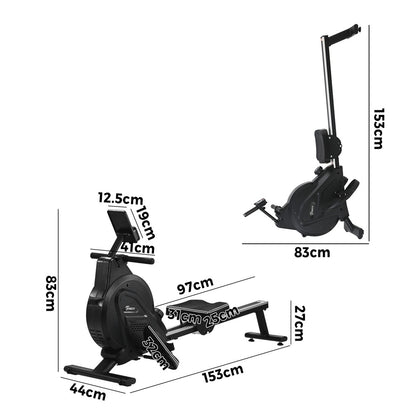 Rowing Machine Rower Magnetic Resistance Black