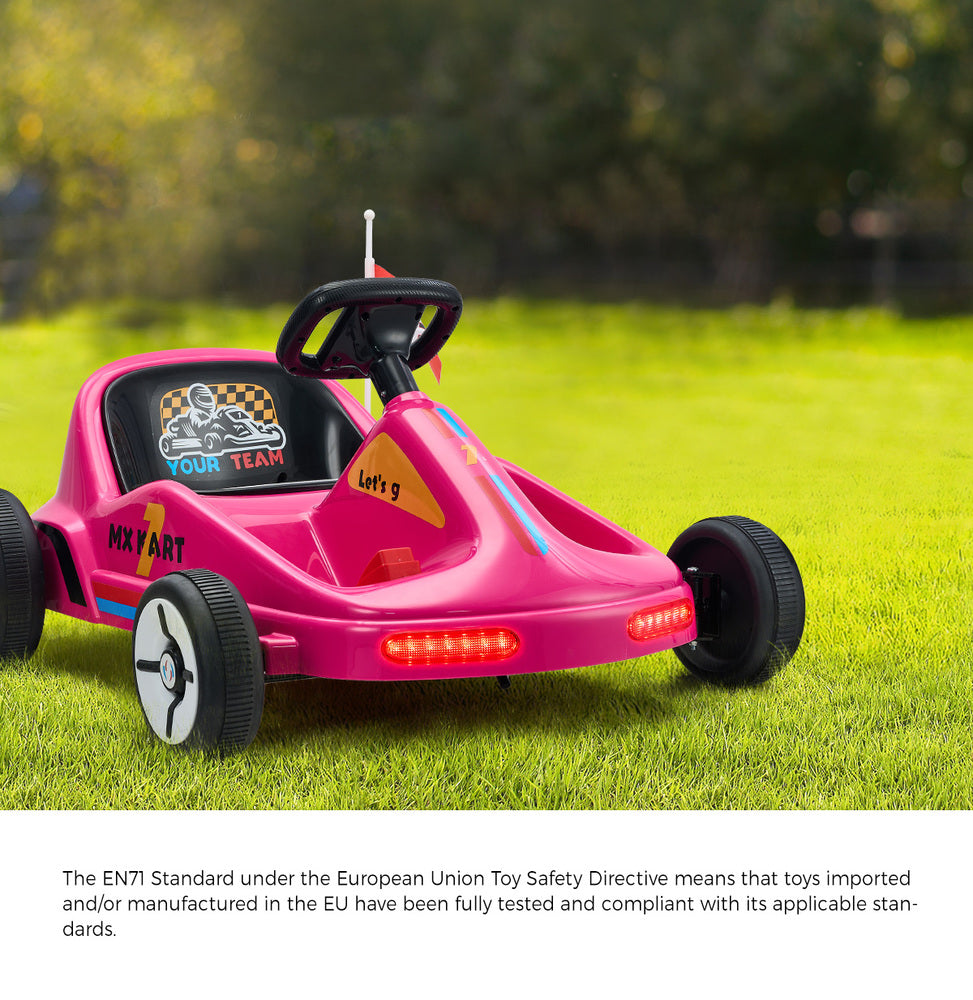 Ride on Car Electric Kart with Light Bluetooth Pink