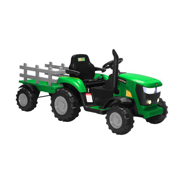  XL Kids Ride On Tractor 12V with Trailer Remote Green