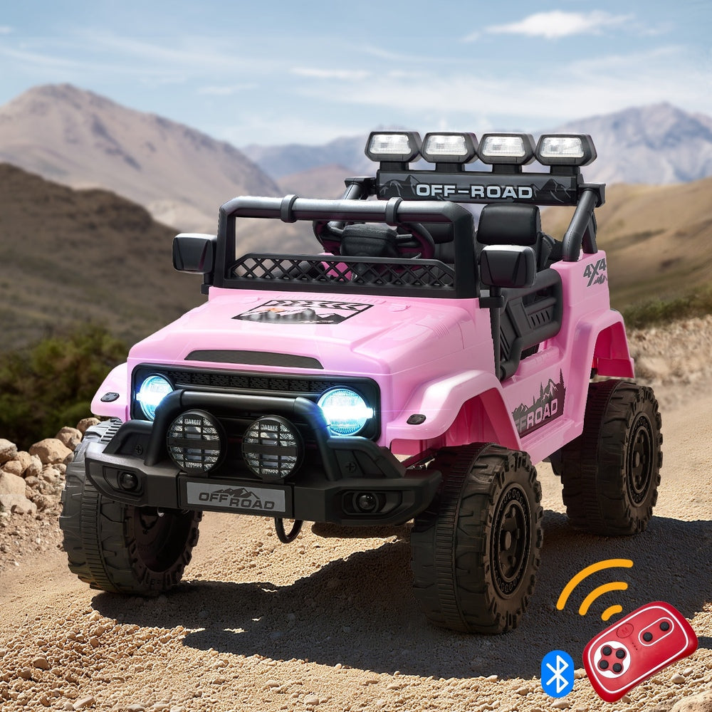 Ride-On Electric Jeep Car Bluetooth Pink Kids Toy Battery-Powered Vehicle