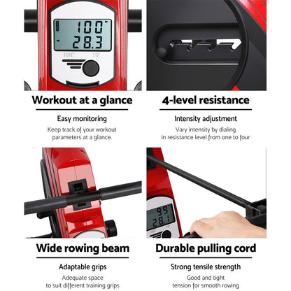 Rowing Machine Rower Elastic Rope Resistance Fitness Home Cardio