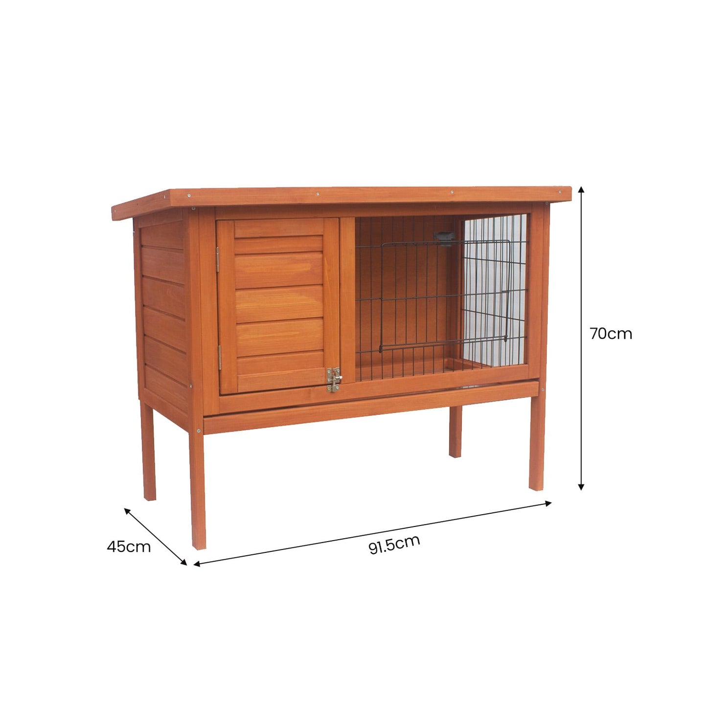 Rabbit Hutch Wooden 2 Section 91.5x45x70cm