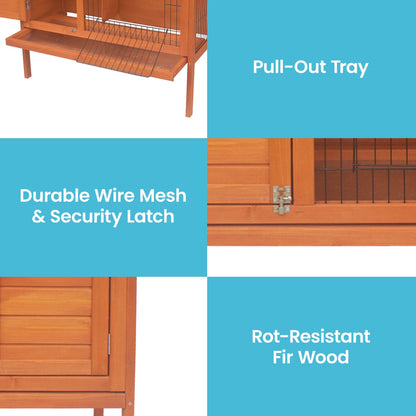Rabbit Hutch Wooden 2 Section 91.5x45x70cm