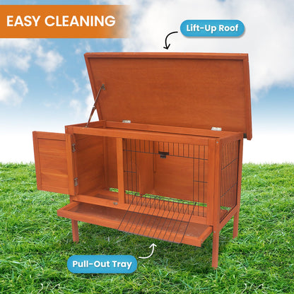 Rabbit Hutch Wooden 2 Section 91.5x45x70cm