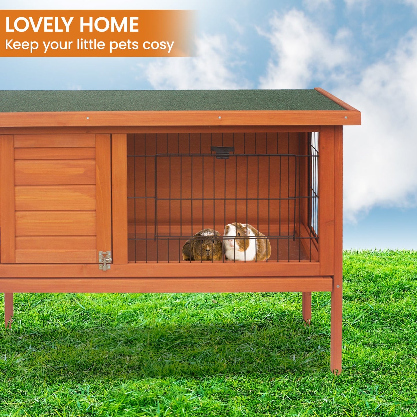 Rabbit Hutch Wooden 2 Section 91.5x45x70cm