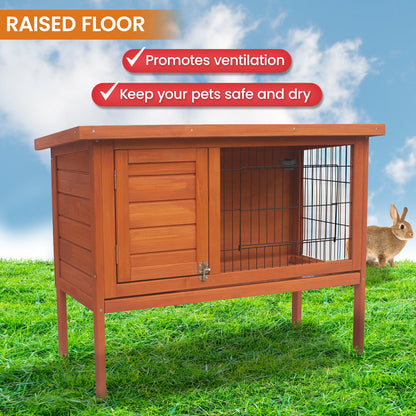 Rabbit Hutch Wooden 2 Section 91.5x45x70cm