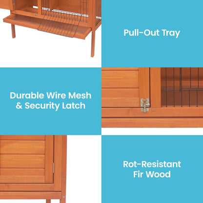 Rabbit Hutch Large Wooden 120x50x70cm
