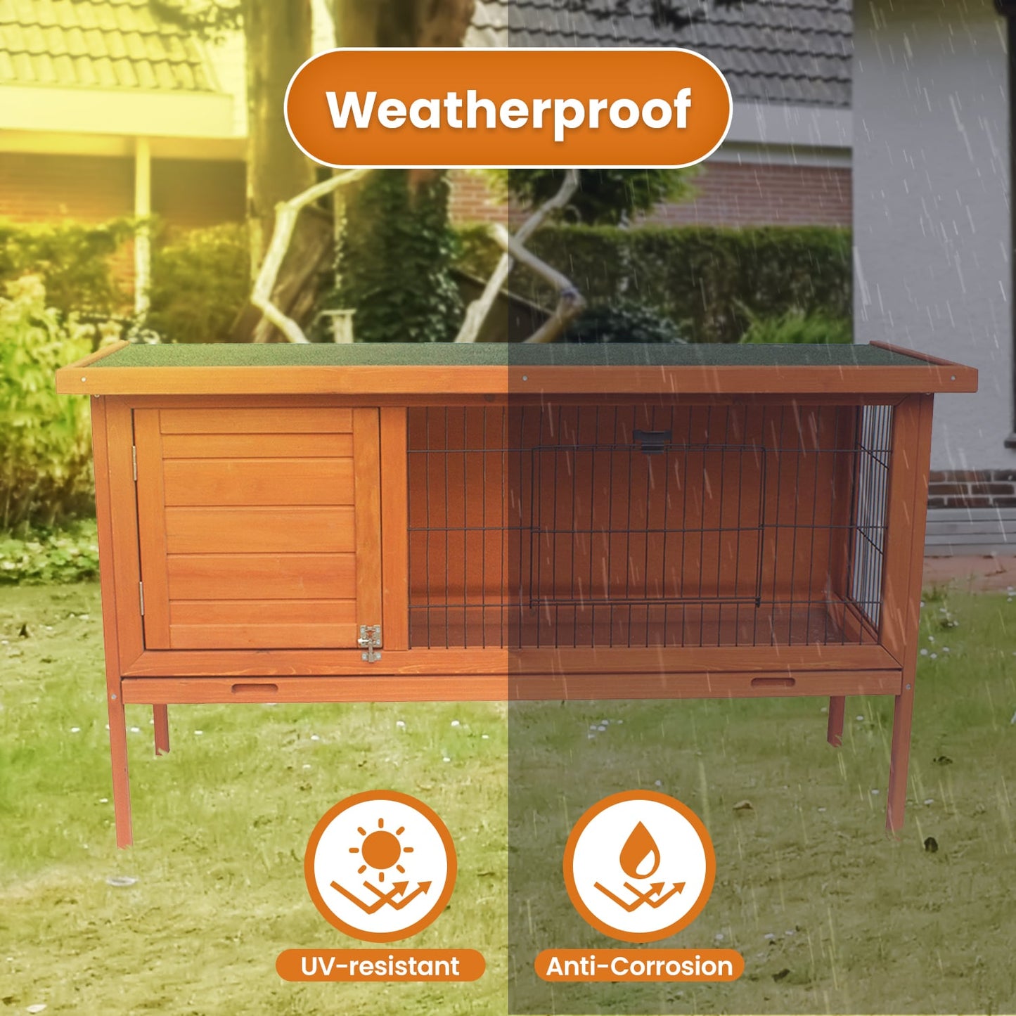 Rabbit Hutch Large Wooden 120x50x70cm