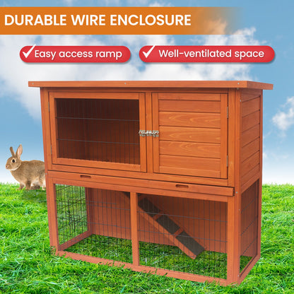 Rabbit Hutch 2 Storey Wooden 111.5x45x92cm