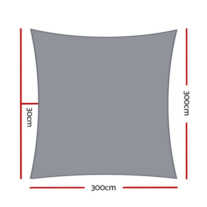 Shade Sail 3X3M Square 280Gsm 98% Grey Shade Cloth