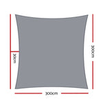 Sun Shade Sail Cloth Shadecloth Rectangle Canopy Grey 280Gsm 3X3M