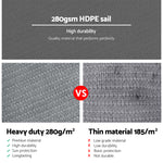 Shade Sail 3X3M Square 280Gsm 98% Grey Shade Cloth