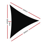 Shade Sail 5X5X5M Triangle 280Gsm 98% Black Shade Cloth