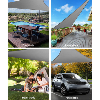 Shade Sail 6X6X6M Triangle 280Gsm 98% Grey Shade Cloth