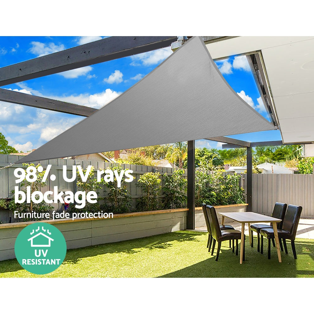 Shade Sail 6X6X6M Triangle 280Gsm 98% Grey Shade Cloth