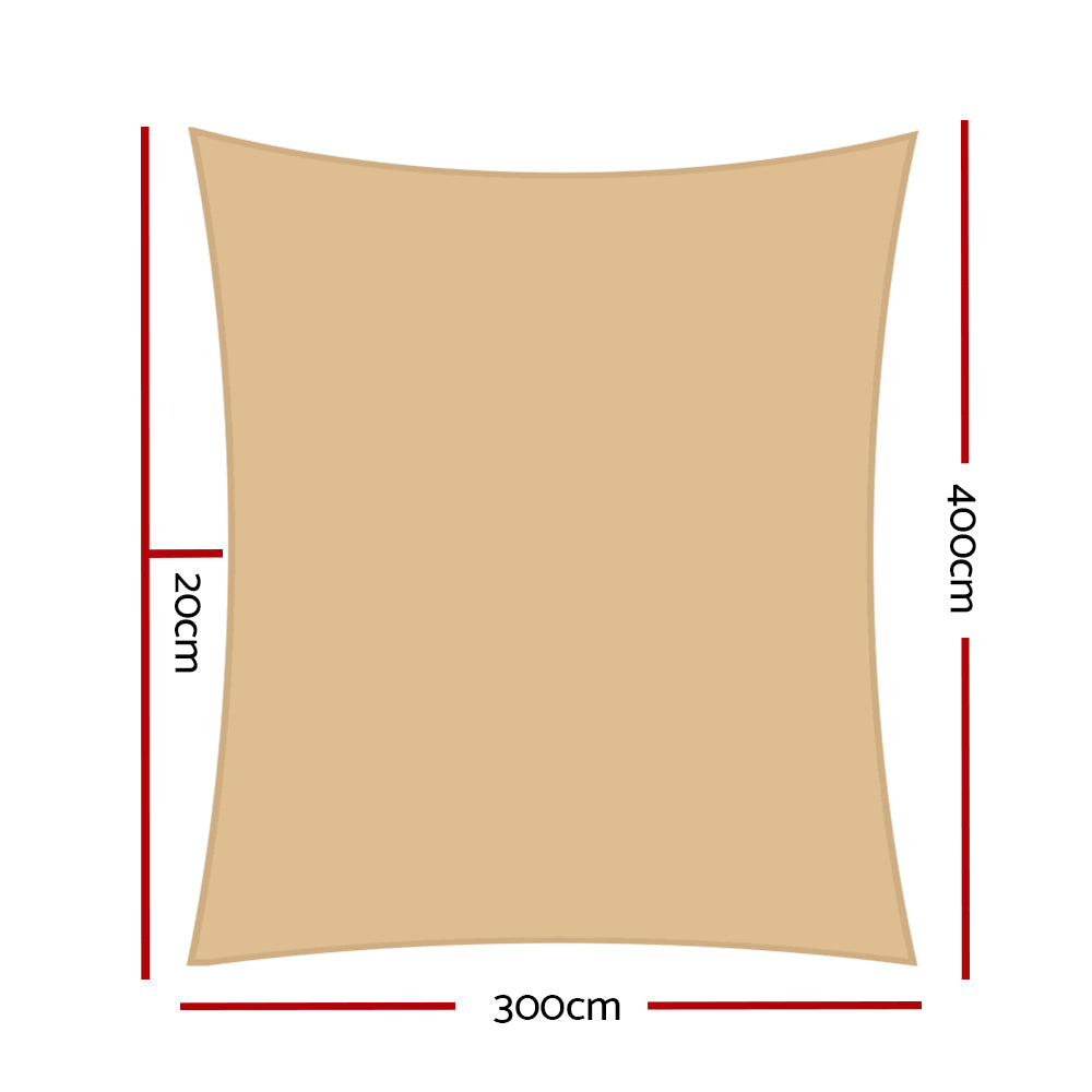 Sun Shade Sail Cloth Shadecloth Rectangle Heavy Duty Sand Canopy 3X4M