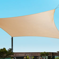 Shade Sail 3X6M Rectangle 185Gsm 95% Sand Shade Cloth
