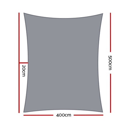 Shade Sail 4X5M Rectangle 280Gsm 98% Grey Shade Cloth
