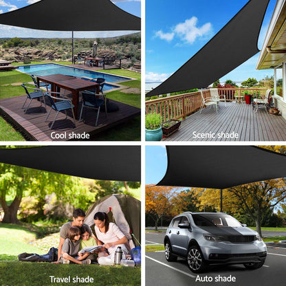 Shade Sail 4X6M Rectangle 280Gsm 98% Black Shade Cloth
