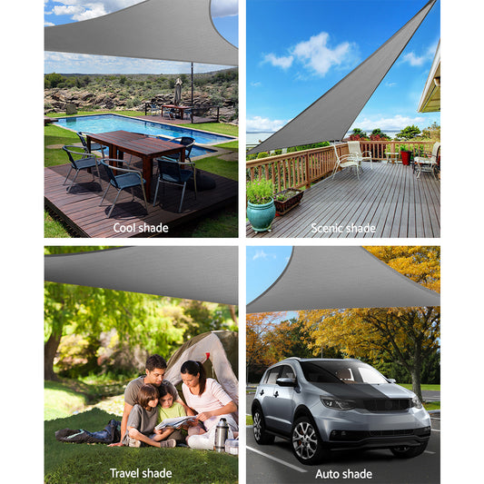Shade Sail 5X5X5M Triangle 280Gsm 98% Grey Shade Cloth
