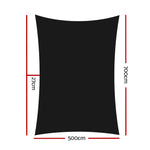 Shade Sail 5X7M Rectangle 280Gsm 98% Black Shade Cloth