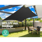 Shade Sail 5X7M Rectangle 280Gsm 98% Black Shade Cloth