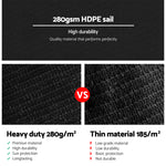 Shade Sail 6X7M Rectangle 280Gsm 98% Black Shade Cloth