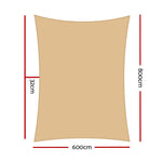 Shade Sail 6X8M Rectangle 280Gsm 98% Sand Shade Cloth