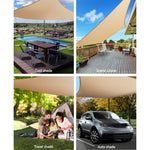 Shade Sail 6X8M Rectangle 280Gsm 98% Sand Shade Cloth