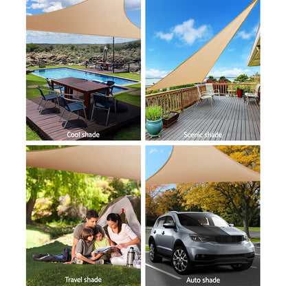 Shade Sail 5x5x5m Triangle 185GSM 95% Sand Shade Cloth