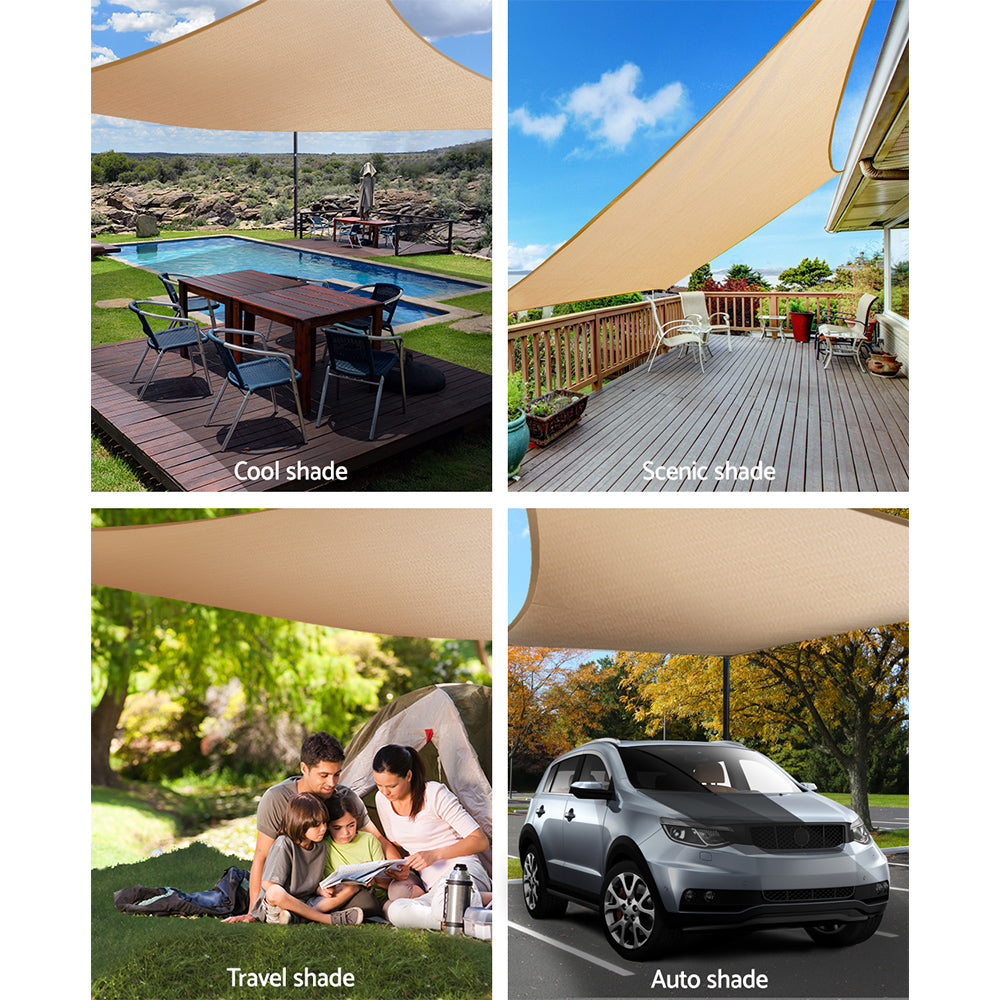 Waterproof Shade Sail 3X5M Rectangle Sand 95% Shade Cloth
