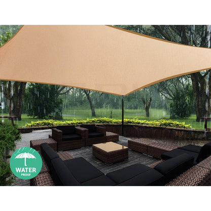 Waterproof Shade Sail 3X5M Rectangle Sand 95% Shade Cloth