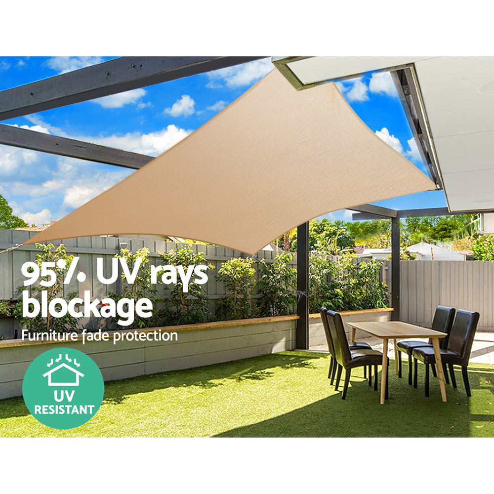 Waterproof Shade Sail 3X5M Rectangle Sand 95% Shade Cloth